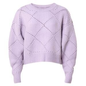 Thakoon Collective Diamond Knit Cropped Sweater Lavender Purple Size M Boxy
